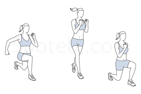 Jumping Lunges Illustrated Exercise Guide Workout Guide Complete