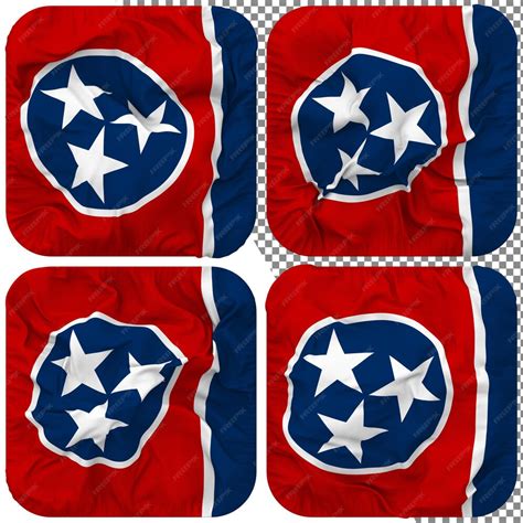 Bandeira Do Estado Do Tennessee Forma De Escudeiro Isolada Estilo De Ondulação Diferente Textura