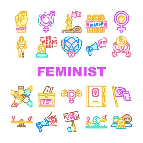 Premium Vector Feminist Female Women Icons Set Vector Activist Woman