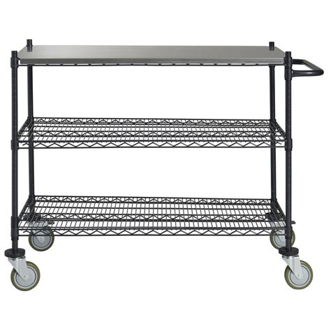 3 Tier Wire Cart With Stainless Steel Top Flint 48l X 24w X 39 12h