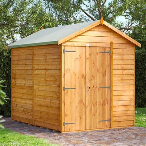 Power 8 X 6ft Overlap Apex Windowless Double Door Garden Shed Wilko