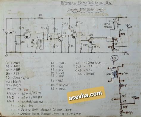 Skema Pemancar 80 Meter Band SW 25 Watt Dengan Transistor PNP