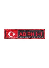 Türk Bayraklı Ab Rh Negatif Kan Gurubu Çırtlı Arma Patch