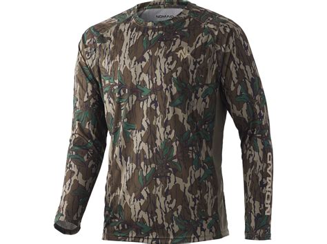 Nomad Mens Pursuit Long Sleeve Shirt Mossy Oak Greenleaf Large