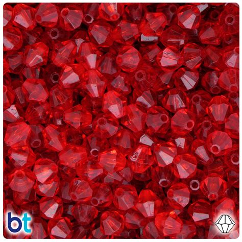 Red Transparent 8mm Faceted Bicone Plastic Beads 200pcs