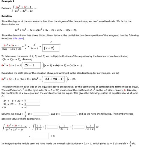 Solved Evaluate Ella Dx Example 2 6x2 3x 1 2x3 3x2