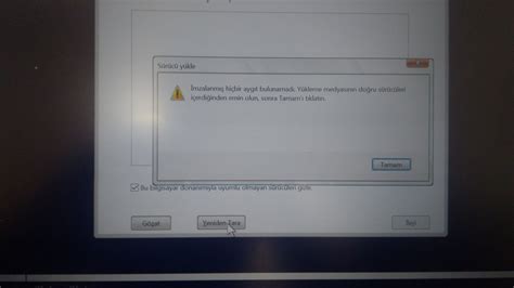 Windows kurarken imzalanmış hiçbir aygıt bulunamadı hatası