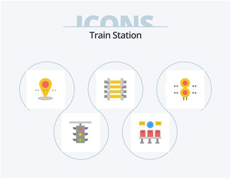 Train Station Flat Icon Pack 5 Icon Design Station Transportation