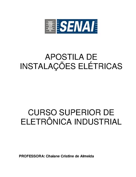 Curso No Senai De Eletronica - Apostila SENAI: Instalações Elétricas - Curso Superior de Eletrônica ...