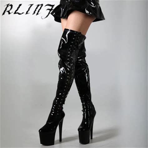 Rlinf New 20cm Superfine High Heels Nightclub Pole Dance Boots Red Fun Over The Knee Long Boots