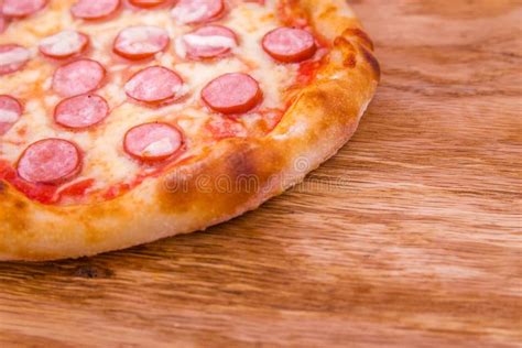 Tasty Pepperoni Pizza Top View Of Hot Pepperoni Pizza Stock Image