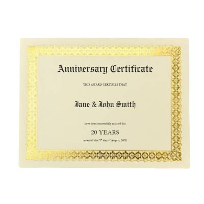 anniversary certificate certificates
