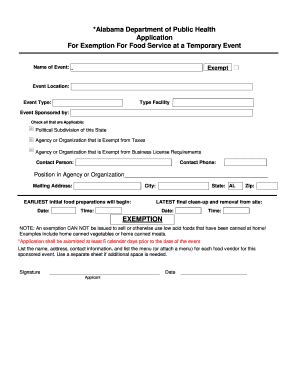 Fillable Online Alabama Department Of Public Health Application For