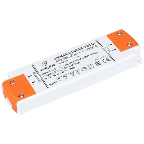 Блок питания ARV SN24036 PFC TRIAC B 24V 1 5A 36W Arlight IP20