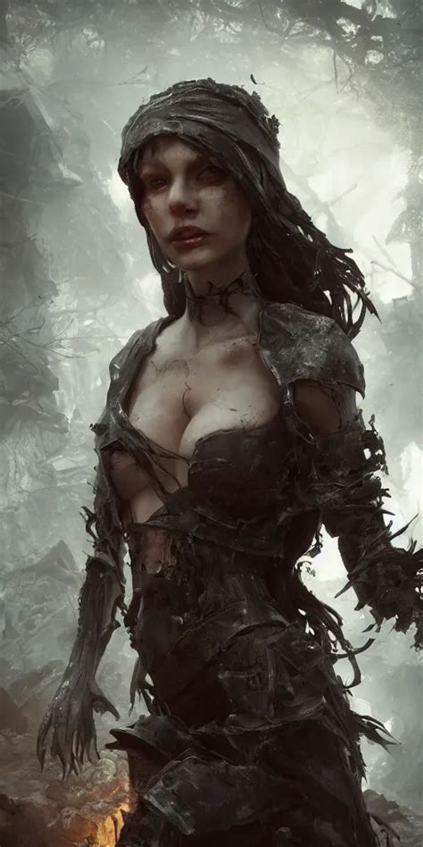 Closeup On Beautiful Female Witch Exploring Scorched Stable Diffusion