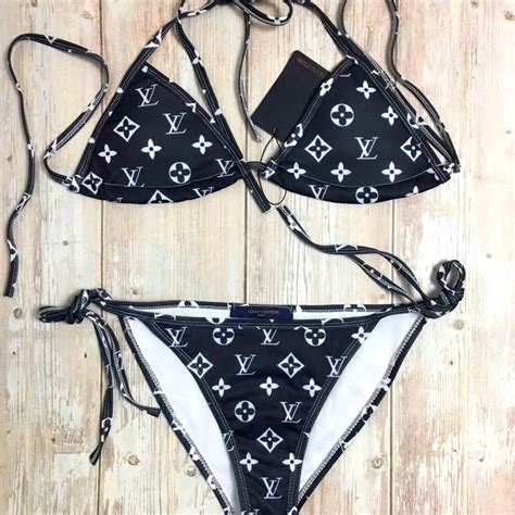 Louis Vuitton Designer String Bikini Set Black Beach Babe Bikini