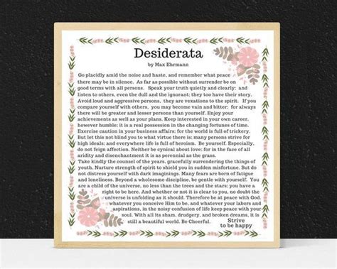 Desiderata Full Text Desiderata Full Poem Desiderata Poster Etsy