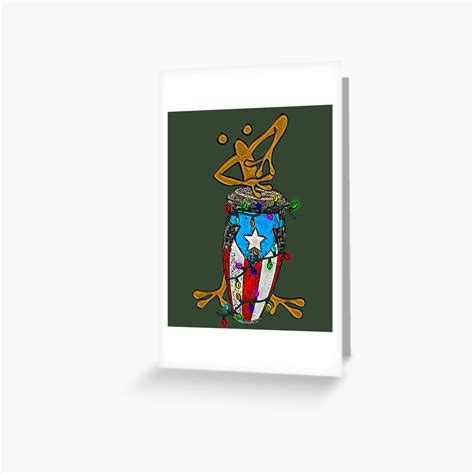 Conga Coquí Taíno Puerto Rican Flag Xmas Greeting Card By Liamaris Redbubble