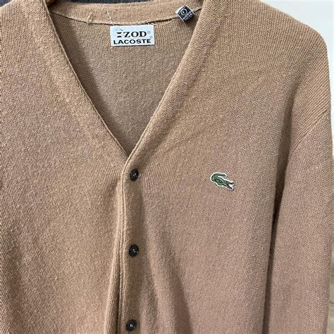 Vintage Camel Lacoste Cardigan Size L Fits Me Depop