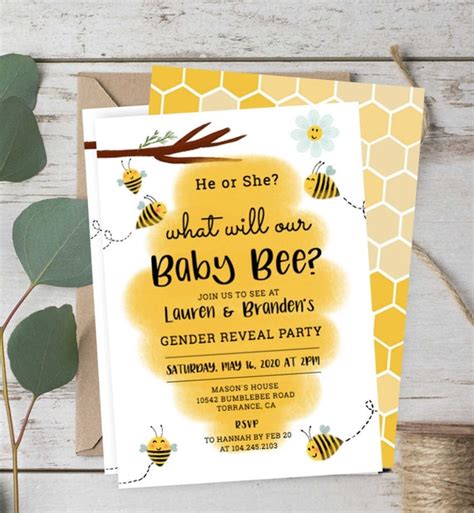 Bumble Bee Gender Reveal Invitations What Will It Bee Baby | Etsy