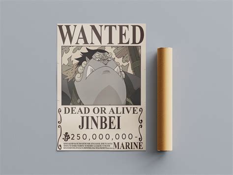 Wanted Jinbei One Piece Anime Poster Wall Art Decor Wall Etsy