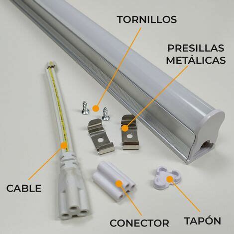 Regleta con Tubo LED T5 integrado 90cm 14W Blanco Frío 6500K Pack 2 Ud