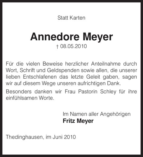 Traueranzeigen Von Annedore Meyer Trauer Kreiszeitung De