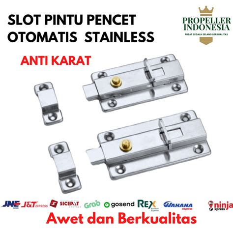 Jual Slot Pintu Pencet Otomatis Stainless Grendel Kunci Pintu Shopee