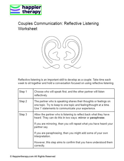 Couples Communication Reflective Listening Worksheet Happiertherapy