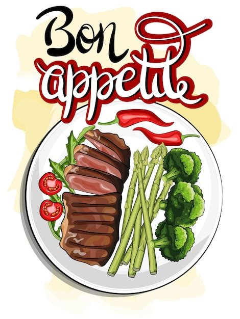 Guten appetit cartoon vektor illustration postervorlage für