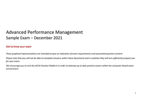 Apm Sd21 Qs 1 Advanced Performance Management Sample Exam