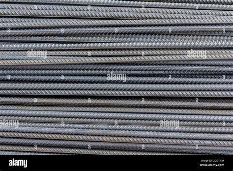 Brand New Armature Reinforcements Steel Bars Stack Close Up Steel