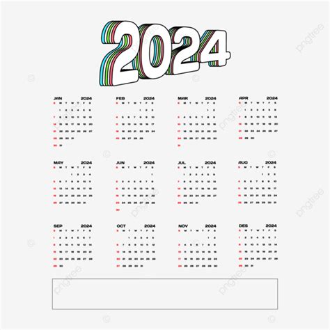 Modello Di Concetto Di Design Del Calendario Da Parete 2024 Vettore