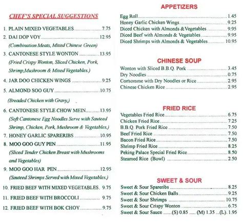 Menu At Peking Palace Restaurant Capreol