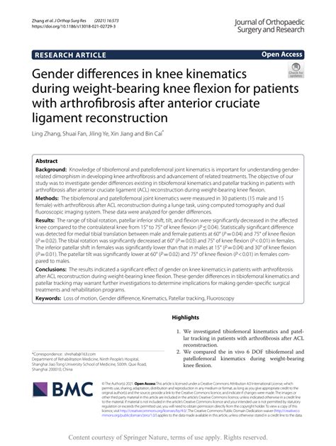 PDF Gender Differences In Knee Kinematics During Weight Bearing Knee