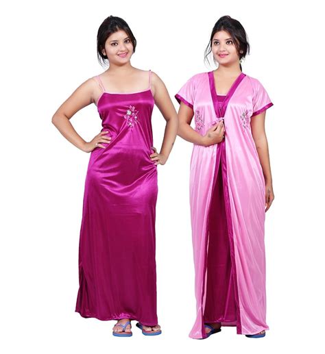 Buy Trundz Fancy Satin Nighty Full Length Night Wear Sleep Wear For