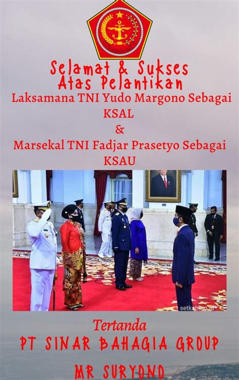 Pt Sinar Bahagia Group Mengucapkan Selamat Atas Pelantikan Ksal Dan