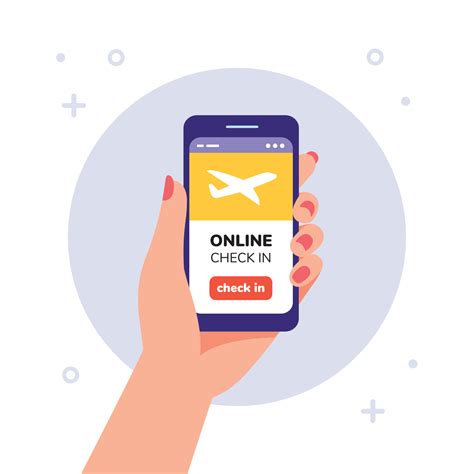 Online check in on flight concept. Female Hand holding smartphone with