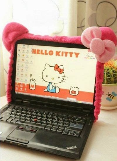 Cute Kitty Cat Hot Pink Bow Plush Computer Lcd Screen Monitor