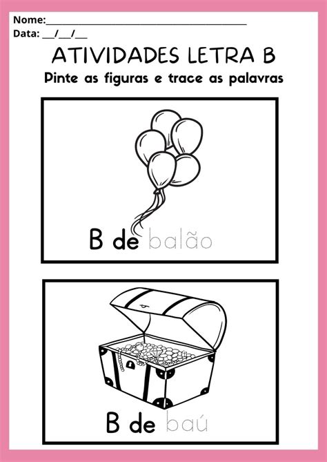 Figuras Com A Letra B Para Imprimir - Atividades com a Letra B Maiúscula e Minúscula para Imprimir