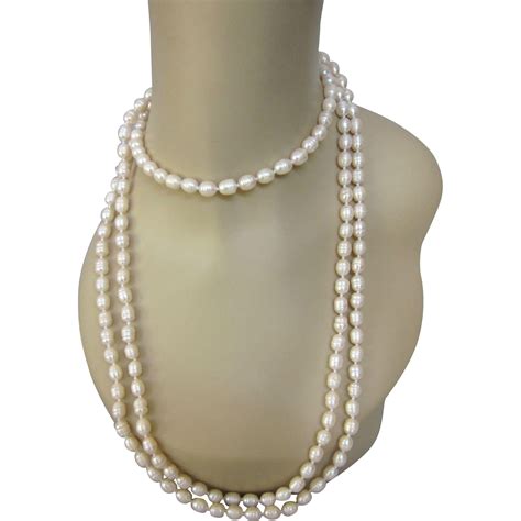 Luxurious 65 Baroque Freshwater Pearl Hand Knotted Rope Necklace From