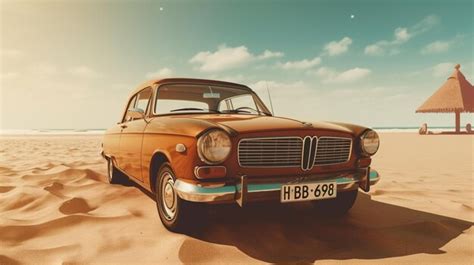 Premium Ai Image A Brown Car Is Parked On A Beach Generative Ai