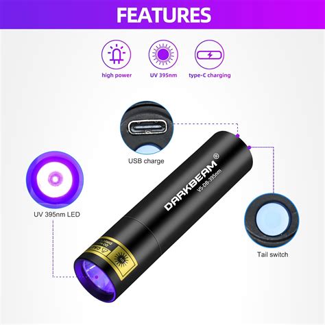 Darkbeam Linterna De Luz Negra Uv Nm Mini Pero Potente Usb C Led