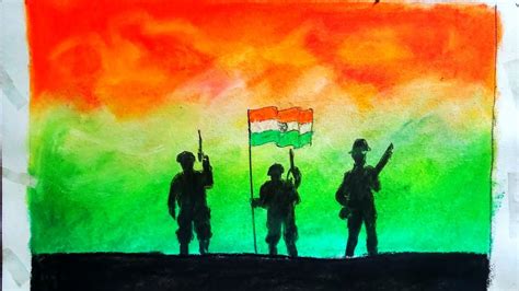 Lets Draw Indian Army Soldiers At Independence Day Scenery Drawing