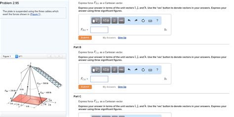 Solved Problem 2.95 The plate is suspended using the three | Chegg.com 