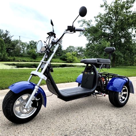 2000w Electric 3 Wheel Fat Tire Scooter Trike Harley Chopper Style