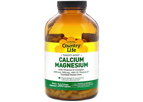 Country Life Calcium Magnesium With Vitamin D Complex Gluten Free 360 Vegan Capsules купить в