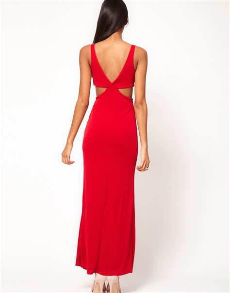 Lyst Asos Maxi Dress With Cut Out Sides And Sexy Split In Red