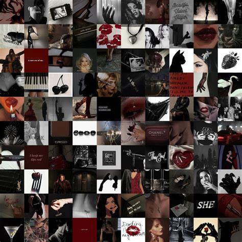 100 Pcs Dark Feminine Aesthetic Photo Collage Femme Fatale Wall Collage