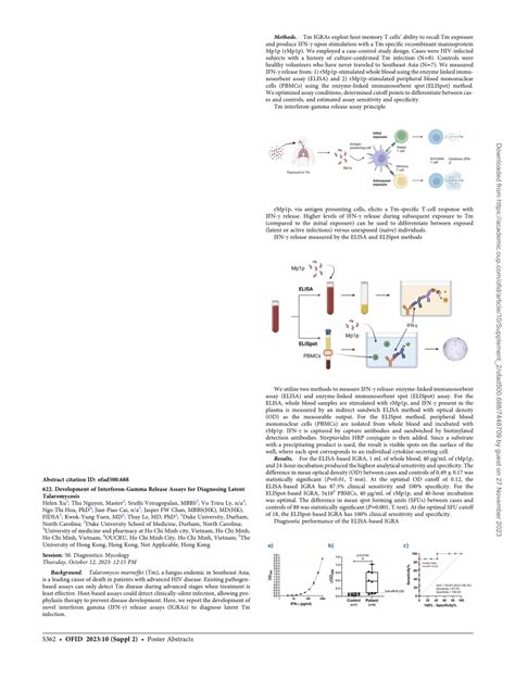 Pdf 622 Development Of Interferon Gamma Release Assays For Diagnosing Latent Talaromycosis